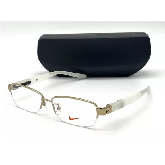 NIKE NK8121AF 650 Shiny Silver Transparent / Demo Lens 54mm Eyeglasses - Picture 1 of 4